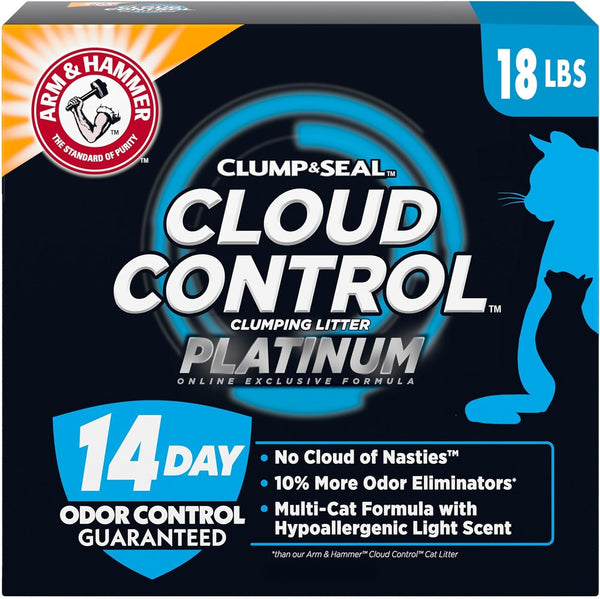 ARM & HAMMER Slide Platinum Easy Clean-Up Clumping Cat Litter, 18 Lbs | 24/7 Odor Control, Triple-Action Freshness, Non-Stick, Easy Clean Up, Low Tracking, Multi-Cat Formula, Scented10