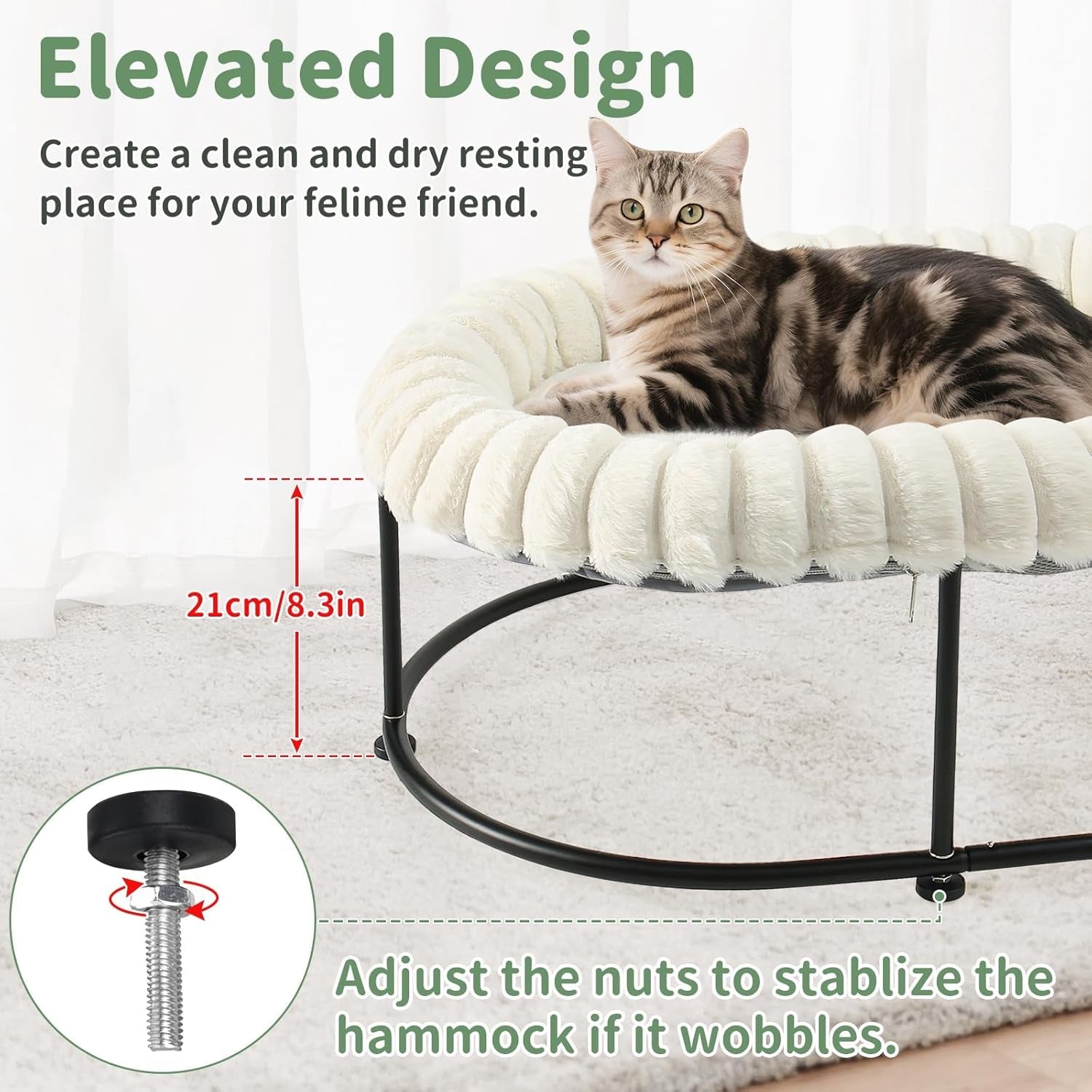 sunhoo-elevated-cat-bed-for-indoor-cats-raised-kitten-hammock-large-high-puppy-cot-off-floor-self-supporting-small-pet-chair-with-metal-frame-washable-cushion-easy-assembly-23-17-8-3-in-white