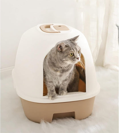 Dog Potty Training Toilet ﻿ Fully Enclosed Hooded ​Litter Pan with Front Entry Odor Close Door Cat Litter Box Scoop Supplie(A)3