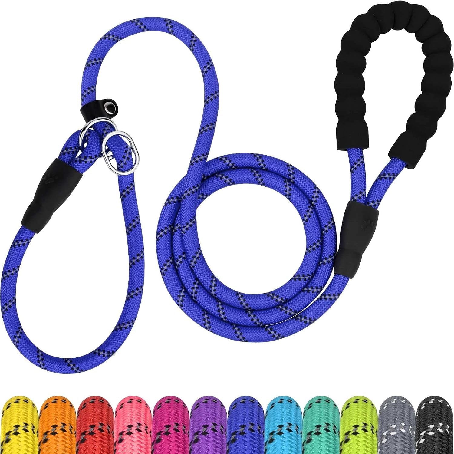 tagme-slip-lead-for-dogs-no-pull-training-leash-padded-handle-hot-pink-braided-climbing-rope-reflective-stitching-6-ft-fits-small-to-large-dogs-up-to-250-lbs-cushioned-grip-no-leash-burn