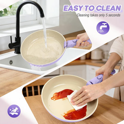 Pots and Pans Set, Ceramic Nonstick Cookware Set Detachable Handle, Induction Kitchen Cookware Sets with Removable Handle, Non Stick RV Cookware Set, Dishwasher ＆ Oven Safe6