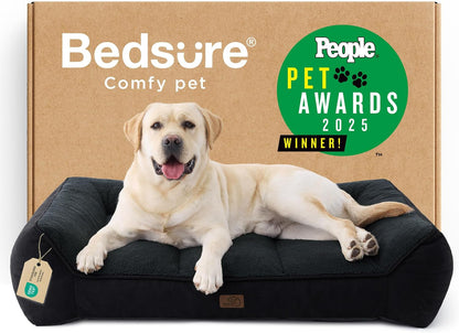 Bedsure Supportmax™ XL Orthopedic Dog Beds Large Sized Dog - Extra Thick Supportive Dogs Couch with Waterproof Washable Cover, Extra Large Comfort Pet Sofa with Soft Sherpa & Nonskid Bottom, Grey, 42"14