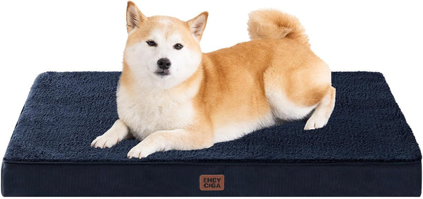 EHEYCIGA Orthopedic Dog Bed Large with Removable Washable Cover,Grey,41X27 | Egg Crate Foam Support,Durable Oxford Fabric,Non-Slip Bottom,Machine Washable,Soft Waterproof Plush Pet Bed Mat for Crate37