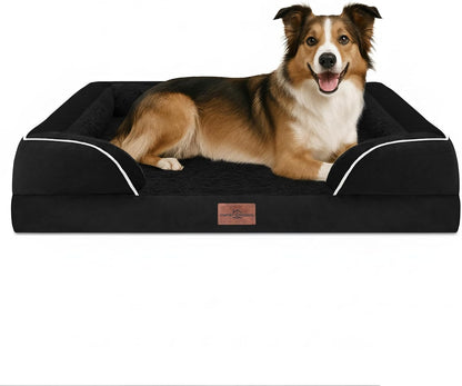 Comfort Expression Orthopedic Dog Bed for Extra Large Dogs with Bolster | Waterproof Dog Couch Bed with Washable Cover & Non-Slip Bottom, Supportive Egg Crate Foam XL Pet Bed, 42X30 Inch34
