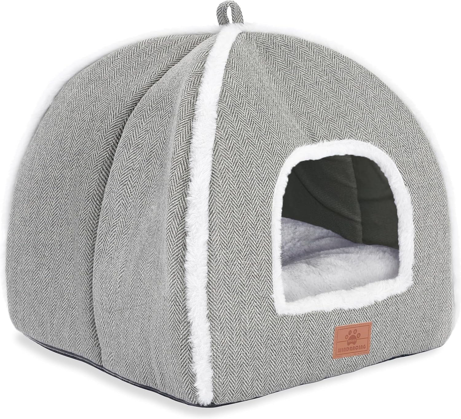 cat-beds-for-indoor-cats-cat-bed-cave-house-tent-for-kittens-and-small-pets-with-washable-cushioned-soft-and-warm-indoor-house-grey-15-inches