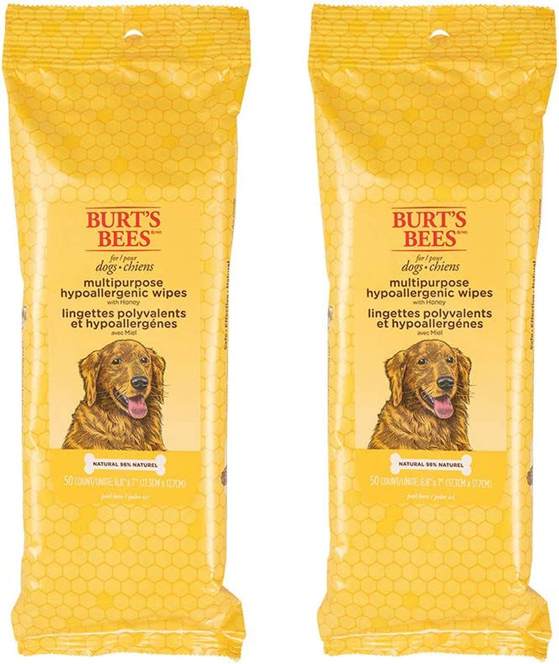 burts-bees-for-pets-honey-multipurpose-dog-grooming-wipes-gentle-hypoallergenic-spot-cleaning-sheets-ph-balanced-natural-origin-formula-for-paws-face-and-butt-50-count-2-pack-natural-grooming