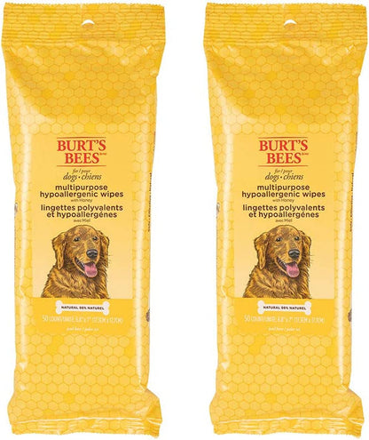 Burt'S Bees for Pets Honey Multipurpose Dog Grooming Wipes Gentle Hypoallergenic Spot Cleaning Sheets Ph Balanced Natural Origin Formula for Paws Face and Butt 50 Count 2 Pack Natural Grooming1