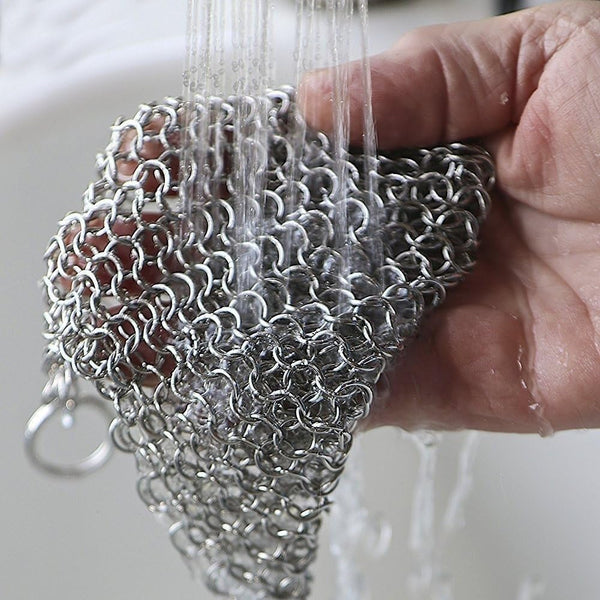 8"X6" Cast Iron Scrubber Stainless Steel Chainmail Cleaner for Pre-Seasoned Pans, Griddles, BBQ Grill and Pot Cookware Cleaning5