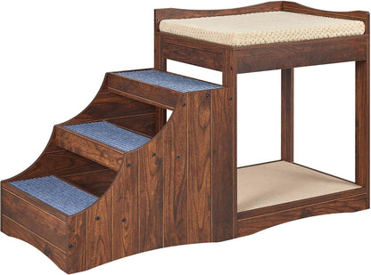 Unipaws Pet Bunk Bed with Removable Step for Dog and Cat, Window Perch Seat | Multi-Level Bed with Cushion and Cat Scratch Pad, Indoor Use, Grey10
