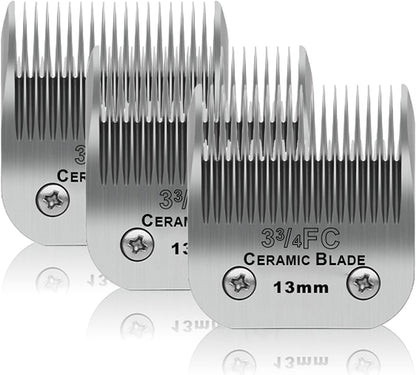7FC Dog Grooming Ceramic Blades,Compatible with Andis,Oster A5,Wahl KM10 | Size 7FC Detachable Ceramic Blade 1/8-Inch 3.2MM Cut Length,3 Pack23