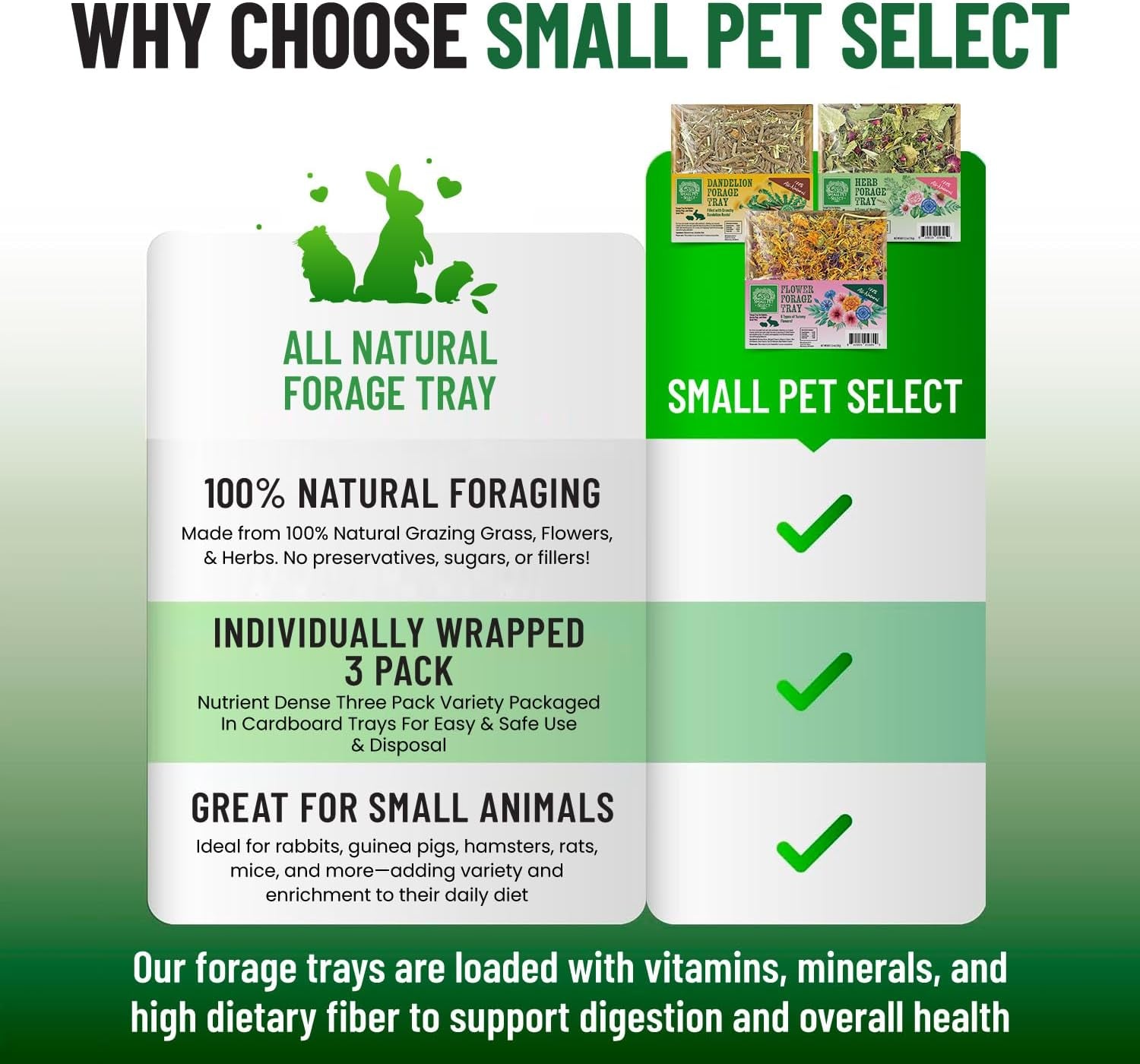 small-pet-select-forage-tray-bundle-rabbits-guinea-pigs-3-pack-dandelion-flower-herb-mix-2-5-oz-each-natural-foraging-enrichment-for-rabbits-guinea-pigs-small-pets