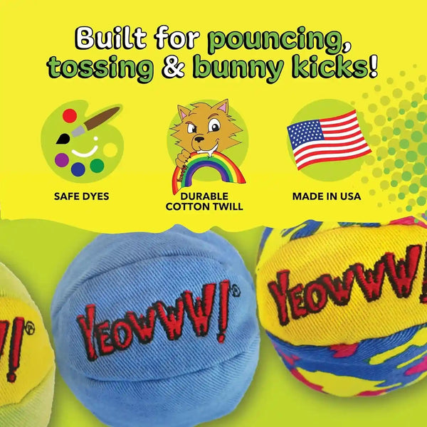 Yeowww! Catnip My Cats Balls Toys for Cats - 3-Pack - Durable Cotton Twill - Made in the USA - Stuffed with Organically Grown Catnip9