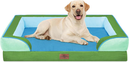 Comfort Expression Orthopedic Dog Bed for Extra Large Dogs with Bolster | Waterproof Dog Couch Bed with Washable Cover & Non-Slip Bottom, Supportive Egg Crate Foam XL Pet Bed, 42X30 Inch102