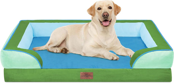 Comfort Expression Orthopedic Dog Bed for Extra Large Dogs with Bolster | Waterproof Dog Couch Bed with Washable Cover & Non-Slip Bottom, Supportive Egg Crate Foam XL Pet Bed, 42X30 Inch102