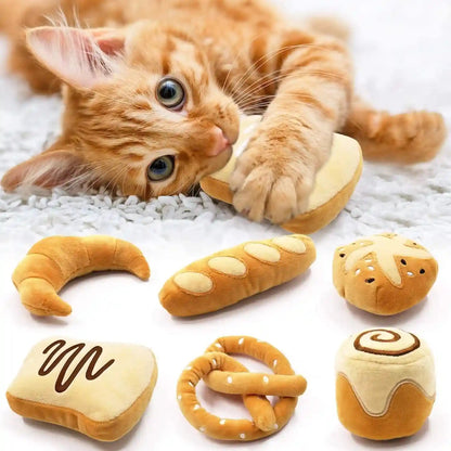 Ciyvolyeen 6 Pack Plush Bread Catnip Toys for Indoor Cats | Interactive Cat Toy, Soft Plush, Organic Catnip, Bite-Resistant, Boredom Relief, Bread Shapes Trigger Natural Predatory Play1