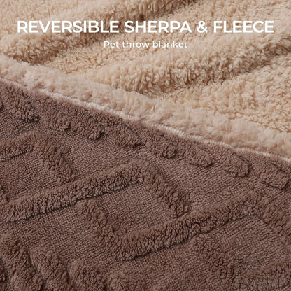 Luciphia Waterproof Pet Blanket, Liquid Pee Proof Dog Blankets for Sofa Bed Couch, Reversible Sherpa Fleece Furniture Protector Cover for Small Medium Large Dogs Cats,Khaki Small（40" X 28"）9