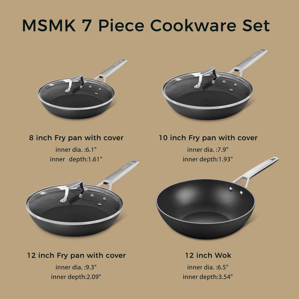 7-Piece Nonstick Frying Pan Set with Lid, Induction Cookware Sets | Non Toxic, Even Heating, Easy Clean, Dishwasher & Oven Safe, Suitable for Gas & Electric & Induction Stoves, Stainless Steel6