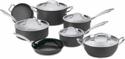 GG-12 Greengourmet Hard Anodized 12-Piece Set, Black/Stainless Steel1