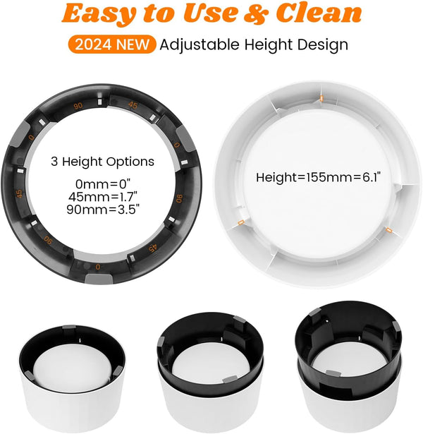 Pawque Raised 95Oz Slow Drinking Dog Water Bowl No Spill Medium Large Breed | Single Elevated Stainless Steel Water Bowl with Floating Disc, Stable Sturdy Base and Snap on Adjustable Height Stand6