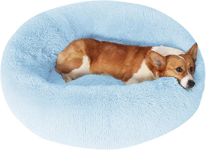 JOLLYVOGUE Small Dog Bed, Calming Soft Anti-Anxiety Donut Cat Bed, Washable round Fluffy Cushion for Small and Medium Pets (20")47