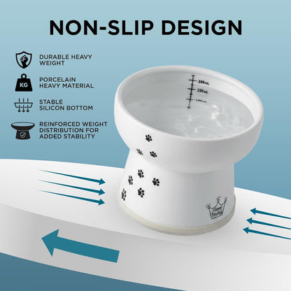 NECOICHI Raised Cat Water Bowl, Elevated, with Measurement Lines, Dishwasher and Microwave Safe (Cat, Extra Tall) White6