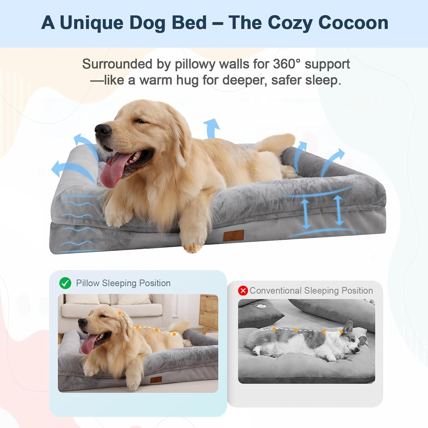 xl-orthopedic-waterprood-dog-bed-for-extra-large-size-dogs-360-degree-bolster-support-egg-crate-foam-waterproof-liner-non-slip-bottom-machine-washable-cover-45-x-35-inch