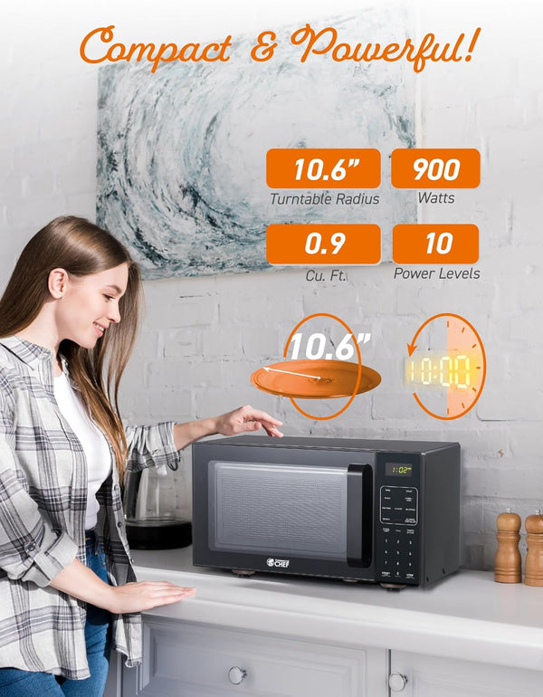 5-In-1 Countertop Microwave Air Fryer Combo, CHMF9BG, Black | 0.9 Cu. Ft. Capacity, Microwave Air Fryer Convection Oven Bake and Roast, 900W, 10.6” Turntable Plate4