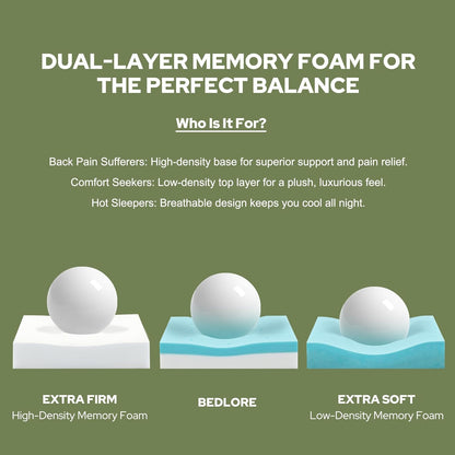 4 Inch Dual Layer Memory Foam Mattress Topper Twin XL for College Dorm Room | 2 Inch Gel Memory Foam and 2 Inch Pillow Top Mattress Pad Cover, Cooling Bamboo Viscose Mattress Topper Medium-Firm7