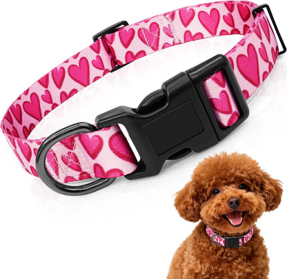 Kazazoo Dog Collar Cute and Soft Nylon Puppy Collar Girl Dogs, Adjustable Purple Dog Collars for Medium Dogs, Purple Flowers-M30