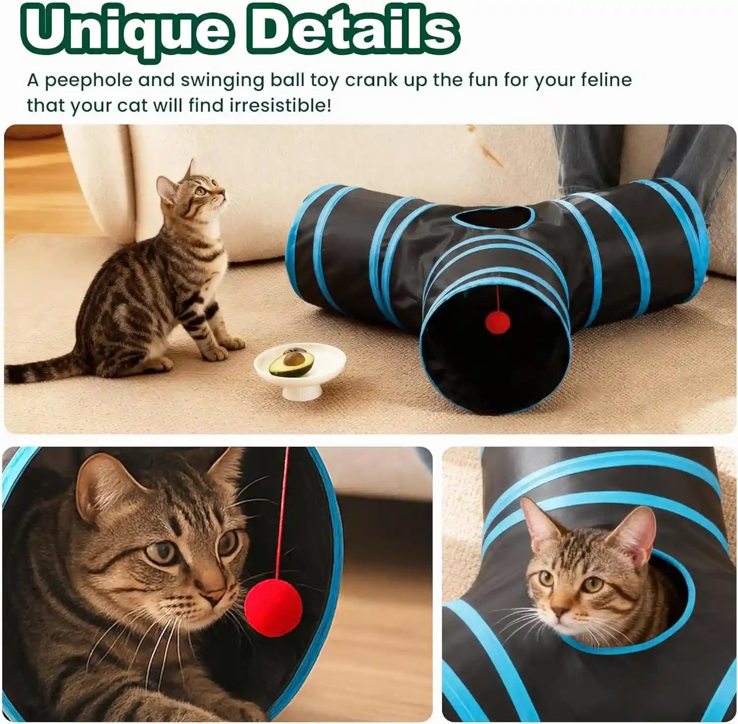 love-s-cabin-cat-tunnel-for-indoor-cats-3-way-collapsible-play-tunnel-with-teaser-wand-peek-holes-toy-ball-small-pet-toy-for-kittens-rabbits-black-blue-small-size