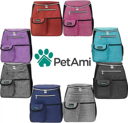 Petami Dog Travel Bag Backpack, 27L Airline Approved Pet Supplies Organizer with 2 Food Containers, 2 Collapsible Bowls & Poop Bag Dispenser, Weekend Road Trip Camping Dog Mom Gift, Purple7