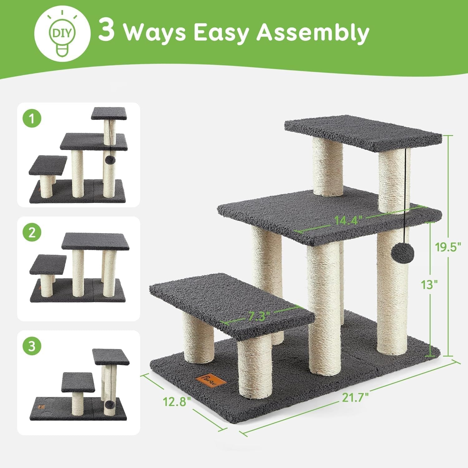 pawque-dog-stairs-cat-scratching-post-pet-steps-for-high-beds-couch-high-strength-boards-holds-up-to-150-lbs-for-indoor-small-cats-kittens-dogs-climbing-playing-3-combination-options-3-steps