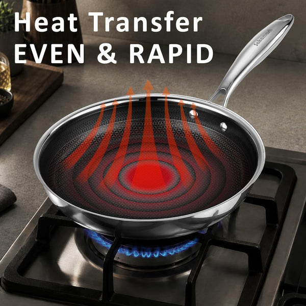 8" Hybrid Nonstick Frying Pan, Stainless Steel, Induction Safe | Pfas/Pfoa/Ptfe-Free Ceramic Pan, Dishwasher & Oven Safe, Stay-Cool Handle,Compatible with All Cooktops4