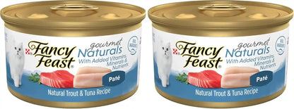 Purina Fancy Feast Grain Free Wet Cat Food Pate Gourmet Naturals Trout and Tuna Recipe - (Pack of 12) 3 Oz. Cans9