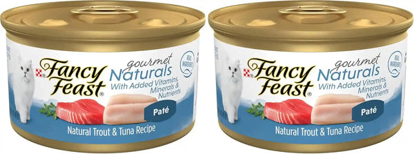 Purina Fancy Feast Grain Free Wet Cat Food Pate Gourmet Naturals Trout and Tuna Recipe - (Pack of 12) 3 Oz. Cans9