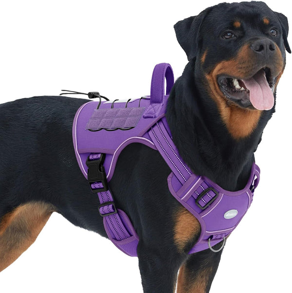 Auroth Tactical Dog Harness for Large Dogs No Pull Adjustable Pet Harness Reflective K9 Working Training Easy Control Pet Vest Military Service Dog Harnesses Army Yellow L72