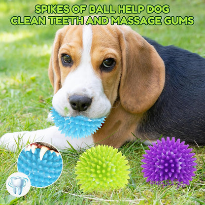 Pweituoet 2.5" Squeaky Dog Balls for Small Medium Dogs, 6 Pack Small Dog Chew Toys with Spike, Puppy Toys for Teeth Cleaning and Training (Green 6 Pack)3