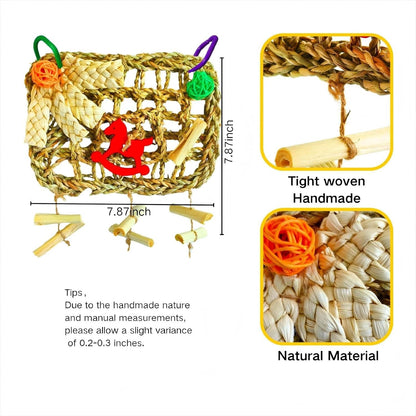 Rabbits Chew Toy,Bunny Cage Hanging Chew Toys and Treats,Grass with Sweet Bamboo for Guinea Pigs Chinchillas Hamsters Rats5