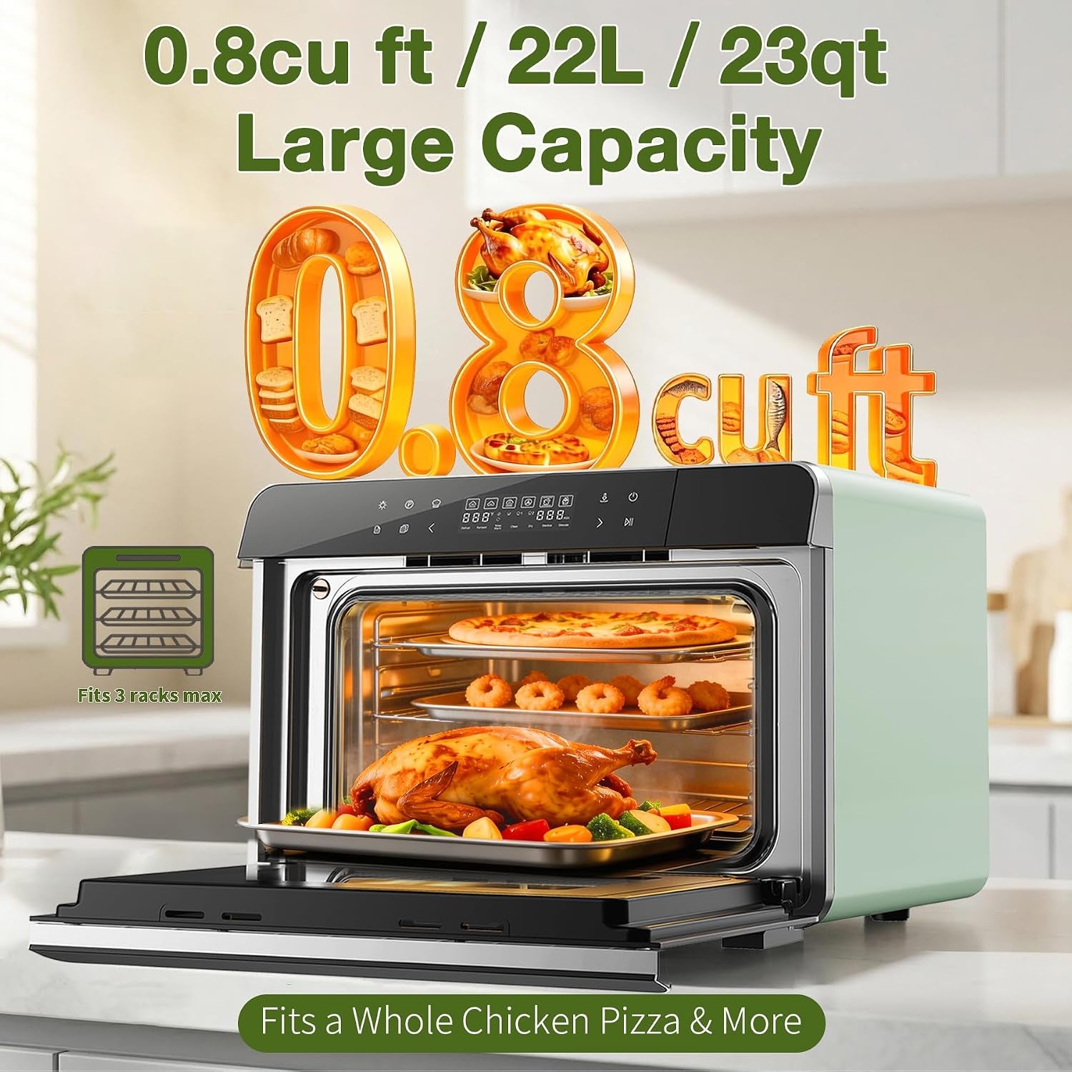 toaster-air-fryer-combi-oven-countertop-steam-oven-14-in-1-with-convection-steam-roast-bake-multi-stage-cooking-self-clean-7-modes-30-built-in-recipes-for-kitchen-pizza-baking-green