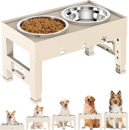 Elevated Dog Bowls with 2 Stainless Steel Bowls, 5-Height Adjustable Stand (3.1", 9" to 12"), for Improved Digestion & Neck Support, Easy Clean, Non-Slip Base Raised Feeder for Medium Large Dogs12