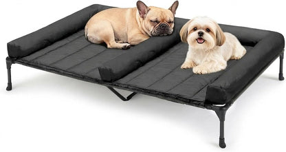 Veehoo Elevated Dog Bed for 2 Dogs, Cooling Raised Dog Bed with Bolster Mat | Outdoor Double Dog Bed with Removable Waterproof Cushion, Breathable Mesh, Non-Slip Feet for Outdoor & Indoor, 49", Brown9