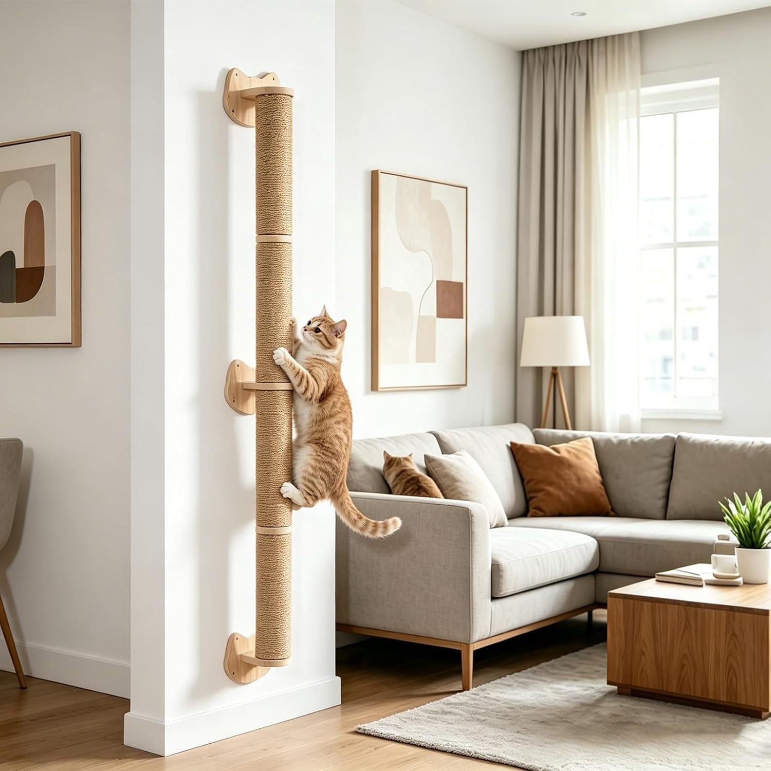55-cat-wall-scratcher-wooden-wall-mounted-natural-jute-scratching-post-vertical-scratching-post-for-large-cats-climbing-shelves-space-saving-cat-tower-alternative-for-indoor-cats-kittens