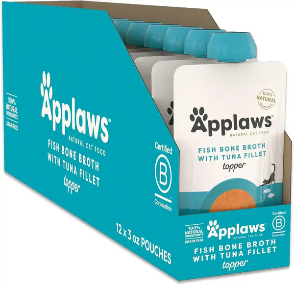 Applaws Fish & Chicken Variety Bone Broth Cat Food Topper 6-Pack 3Oz Pouch | 100% Natural, High Quality Ingredients, High Protein, No Artificial Additives, Limited Ingredients10