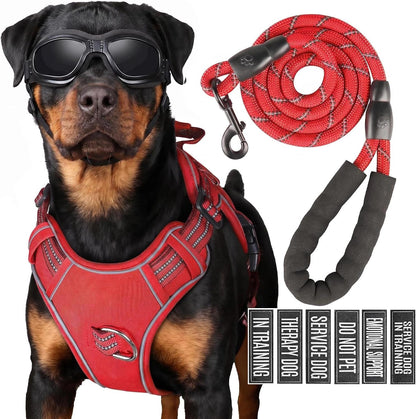 Service Dog Tactical Vest Harness and Leash Set Large Sized Dog Emotional Support- Tactical Dog Harness Training Collar with Name (Black, L)8