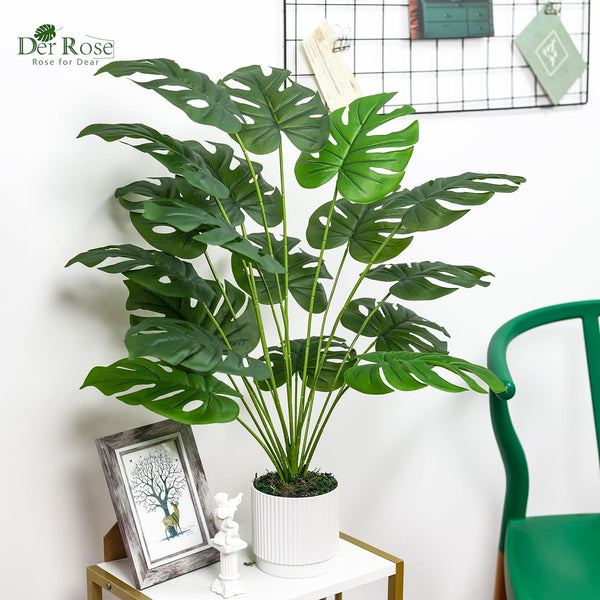 28" Fake Plants, Artificial Monstera Plants Indoor in White Pot | Faux Outdoor Plants Add Bright, Clean Tropical Greenery to Modern Home Office, Bedroom, Entryway, Front Porch and House Decor5