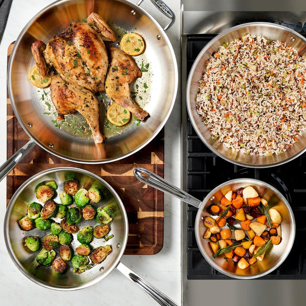 All-Clad D3 3-Ply Stainless Steel Fry Pan Set 2 Piece, 8, 10, Inch Induction Oven Broiler Safe 600F Pots and Pans, Cookware Silver | the Original Bonded Professional Cookware, Cooking Set, 8 & 10" Skillet Set, Induction Compatible, Oven Safe up to 600F6