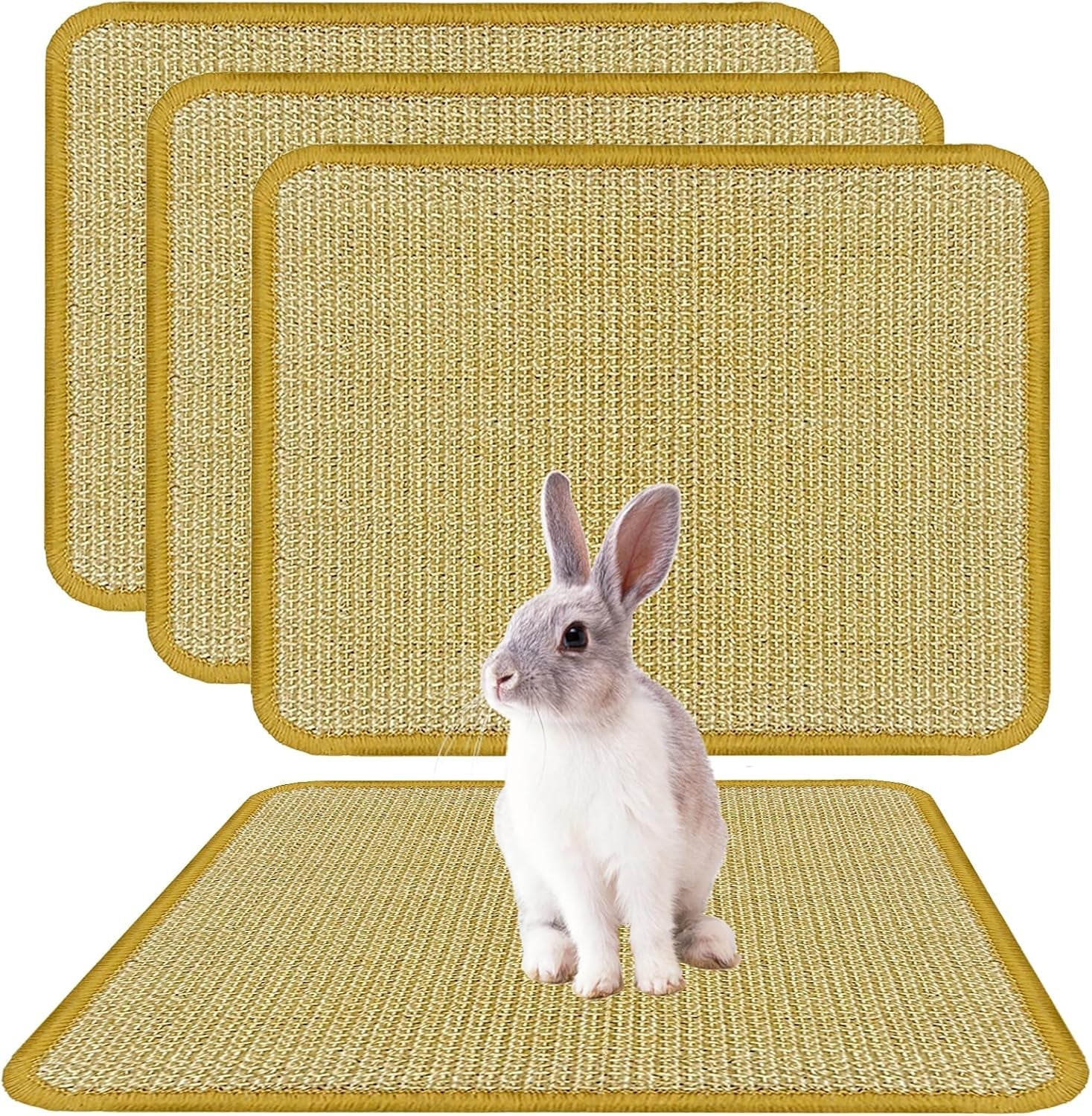dyaus-rabbit-scratching-pad-sisal-bunny-scratch-pad-natural-rabbit-foraging-mats-for-cages-indoor-bunny-toys-accessories-for-bedding-biting-sleeping-resting-2pcs-16x12in