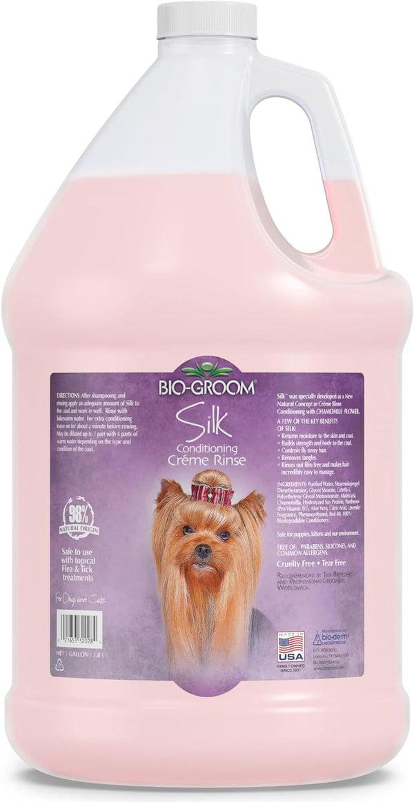 Bio-Groom Silk Creme Rinse Dog & Puppy Conditioner - Hair Detangler for Dogs, Moisturizes Skin & Coat, Removes Tangles & Frizz, Made in USA - 1 Gallon1