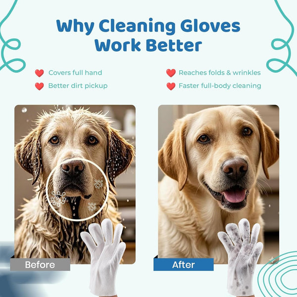 Pet Glove Wipes for Dogs & Cats with Coconut Scent, No Rinse Full Body Cleaning Large Gloves (9.84 X 9.05 Inch), Gentle Grooming for Paws Face Ears Eyes Coat, Alcohol Free, 20 Pack3