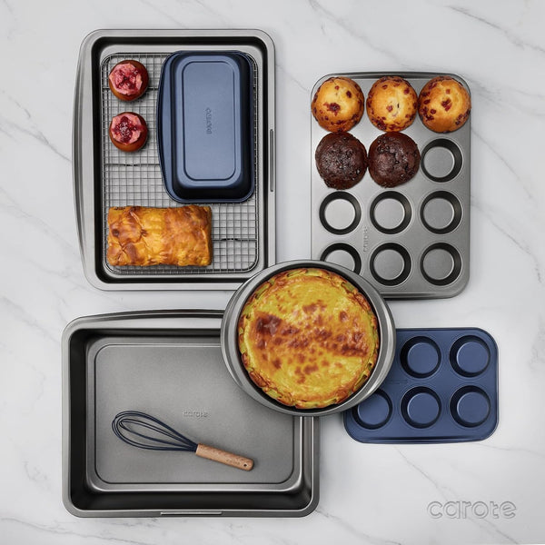 49Pcs Pots and Pans Set, Nonstick Cookware Set with Bakeware | Induction Kitchen Set with Silicone Lids, Easy Food Release, All-Stovetop Compatible, with Knife Set, Blue5